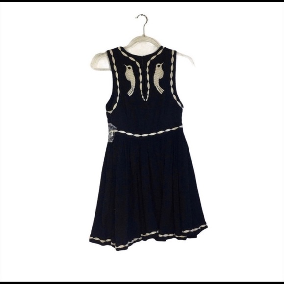 Free People Black Delightful Birds Of A Feather Mini Dress Size 4 - Picture 5 of 9